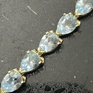 Suzanne Somers vintage real blue topaz pear cut tennis line bracelet gold HSN